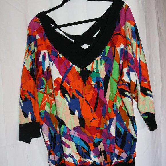 Lane Bryant Women's Multicolor Abstract Art Knit Top Sweater 26/28 - Picture 3 of 6